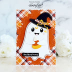 Honey Bee Framed In Fall 3D Embossing Folder And Dies Bundle In Stitches Ghost Brenda Noelke Hey Ghoul Friend Card