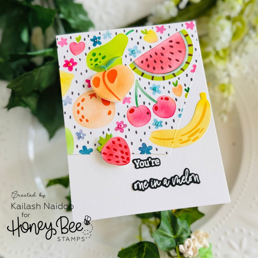 Honey Bee Fruit Medley Background Stencils hbsl-186 You're One In A Million Card