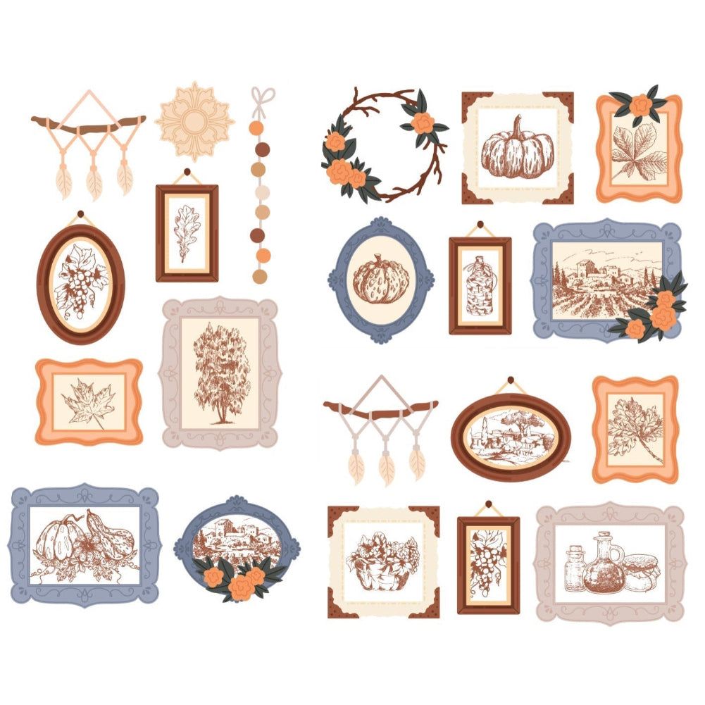 Honey Bee Gallery Wall Fall Cling Stamps hbst-666 Frames