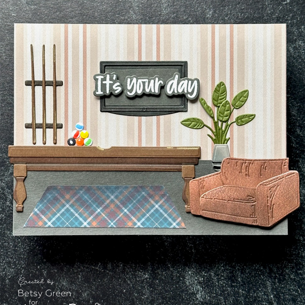 Honey Bee Game Time Clear Stamps And Dies Bundle Masculine Pool Table Card