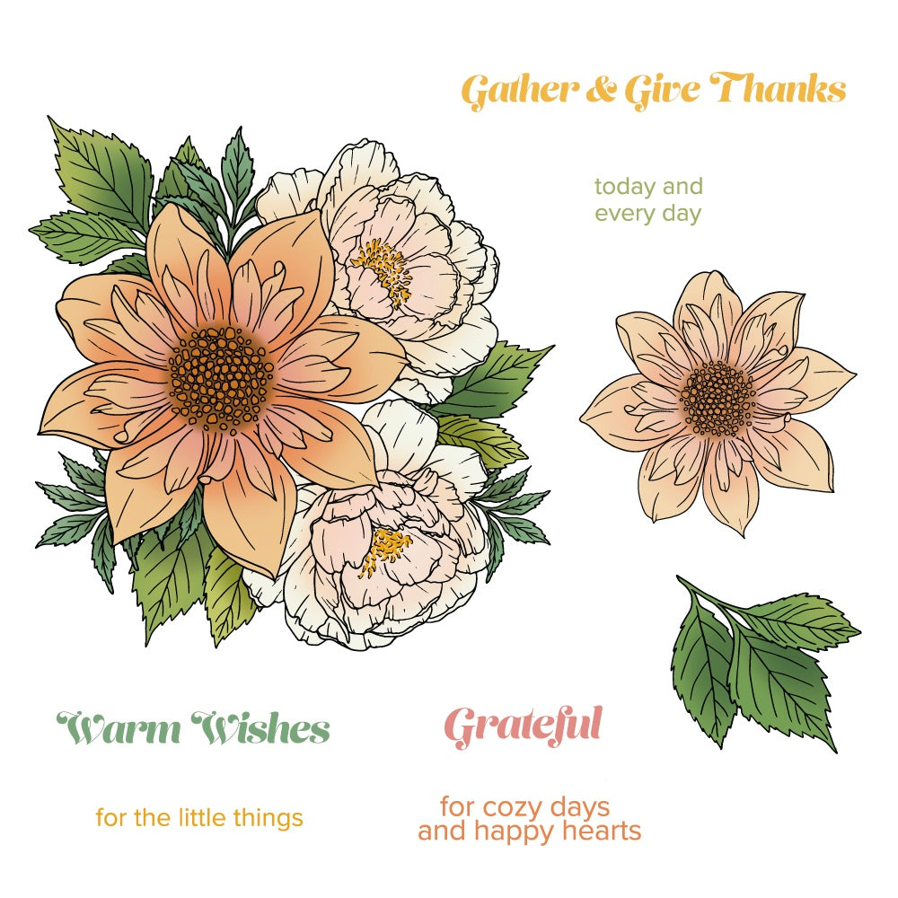Honey Bee Gather And Give Thanks Clear Stamps hbst-699 Autumn Florals