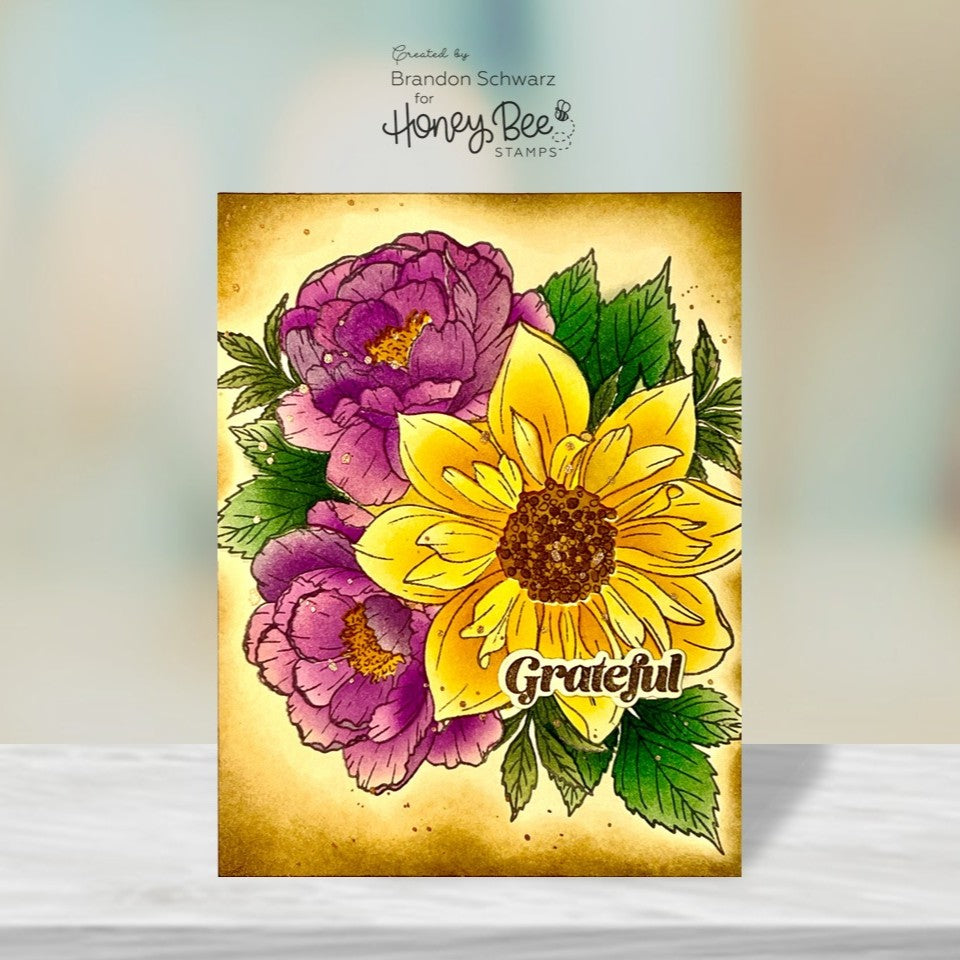 Honey Bee Gather And Give Thanks Stencils hbsl-188 Floral Grateful Card