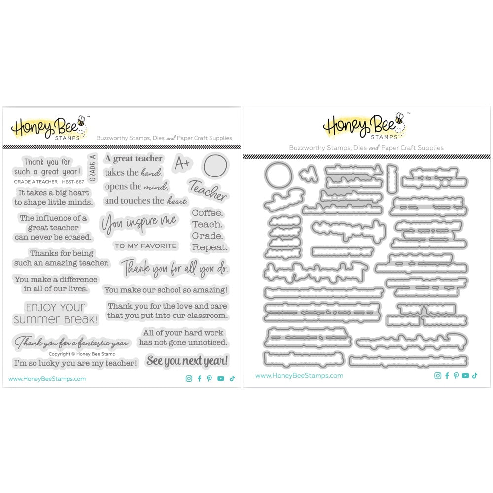 Honey Bee Grade A Teacher Clear Stamps And Dies Bundle