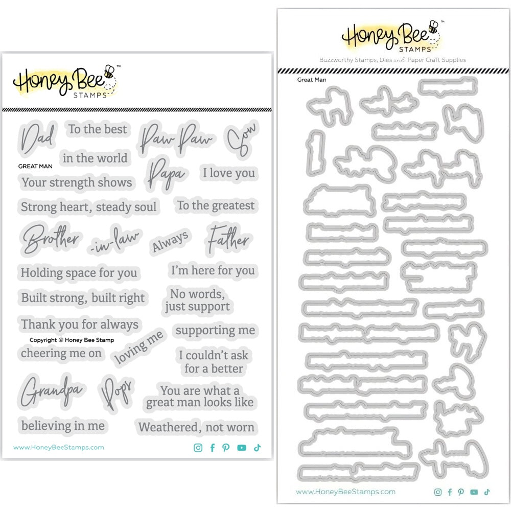 Honey Bee Great Man Clear Stamps And Dies Bundle