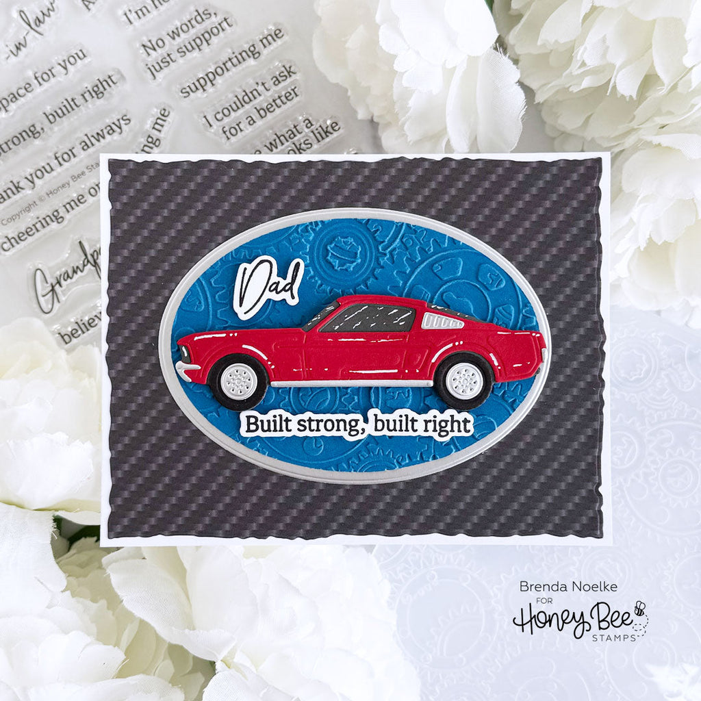 Honey Bee Great Man Clear Stamps hbst-676 Dad Built Strong Vehicle Card