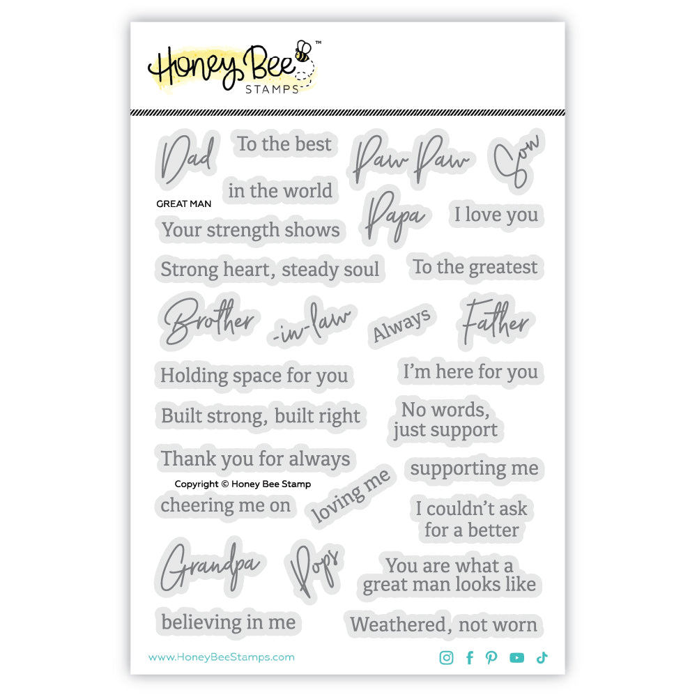 Honey Bee Great Man Clear Stamps hbst-676 Packaging View