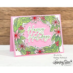 Honey Bee HOLIDAY WREATH Clear Stamp Set hbst-464 Kelley Kohout Happy Holidays Pink and Green Wreath Card