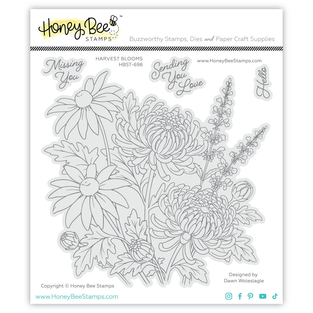 Honey Bee Harvest Bloom Clear Stamps Dies And Stencils Bundle Packaging Image