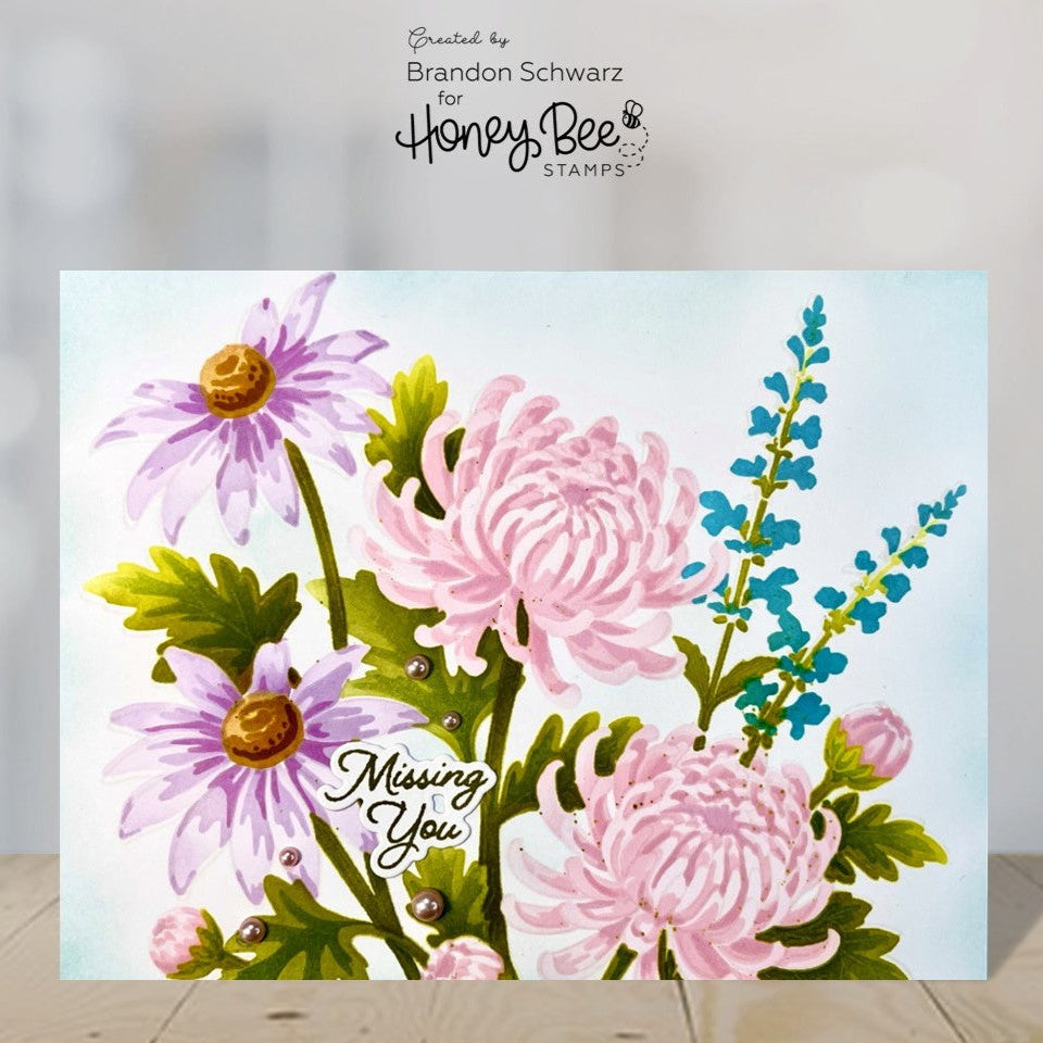 Honey Bee Harvest Blooms Dies hbds-698 Missing You Card