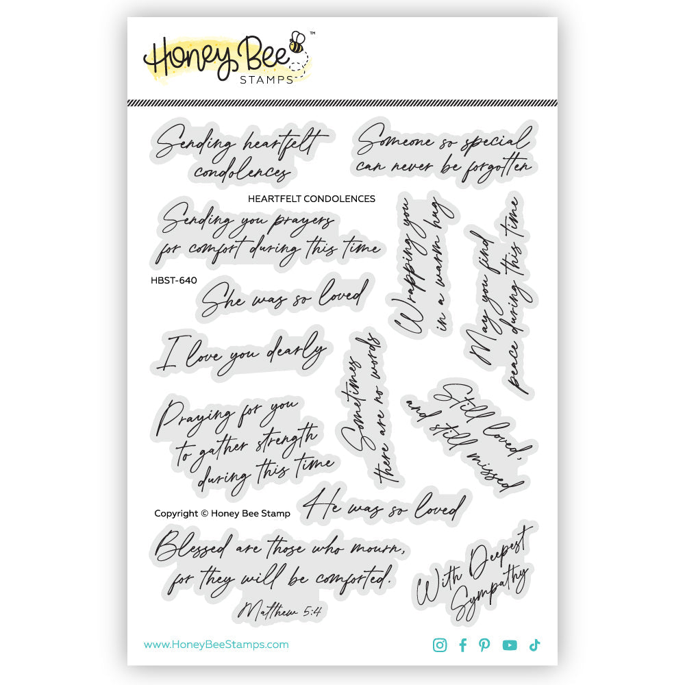 Honey Bee Heartfelt Condolences Clear Stamps hbst-640 Product Image
