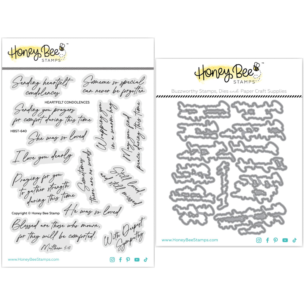 Honey Bee Heartfelt Condolences Stamps And Dies Bundle