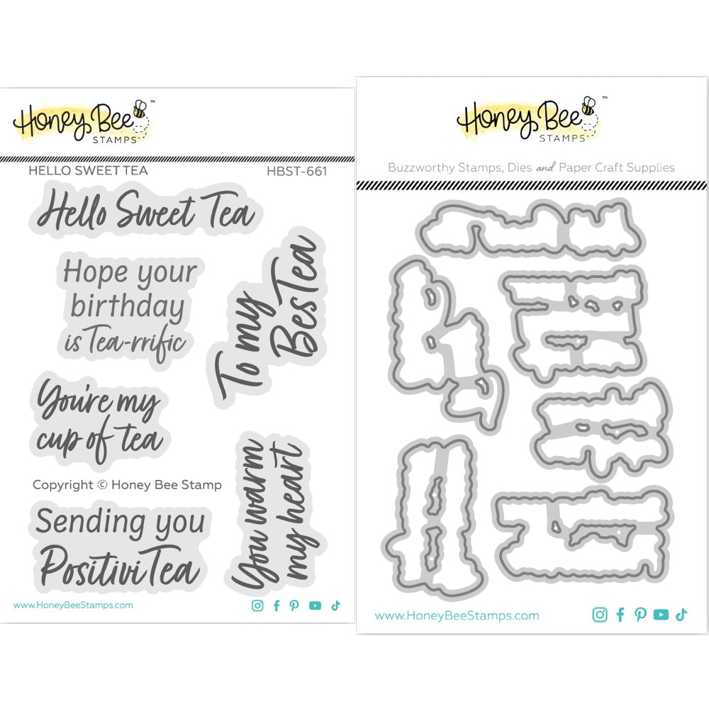 Honey Bee Hello Sweet Tea Clear Stamps And Dies Bundle