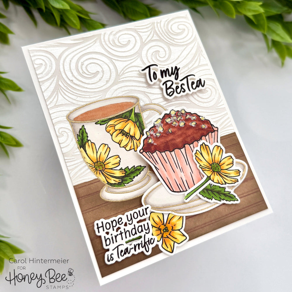Honey Bee Hello Sweet Tea Clear Stamps hbst-661 Hope Your Birthday Is Terrific Card