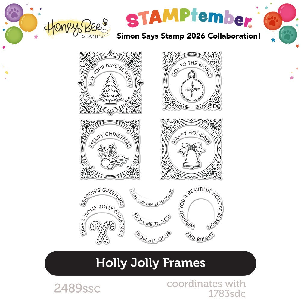 Honey Bee Holly Jolly Frames STAMPtember Exclusive Stamps 2489ssc