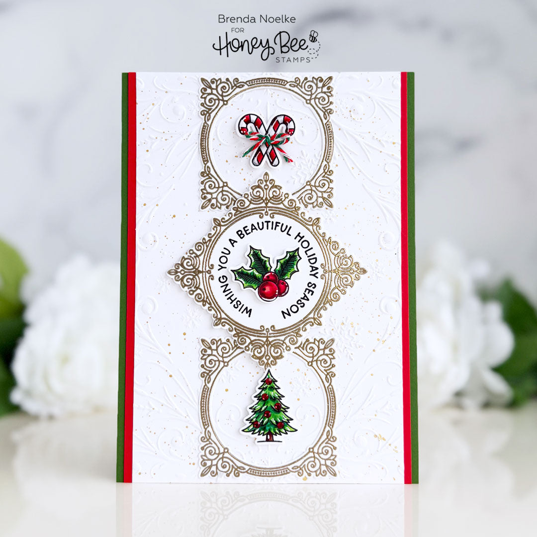 Honey Bee Holly Jolly Frames STAMPtember Exclusive Stamps 2489ssc Christmas Card Classic | color-code:ALT07