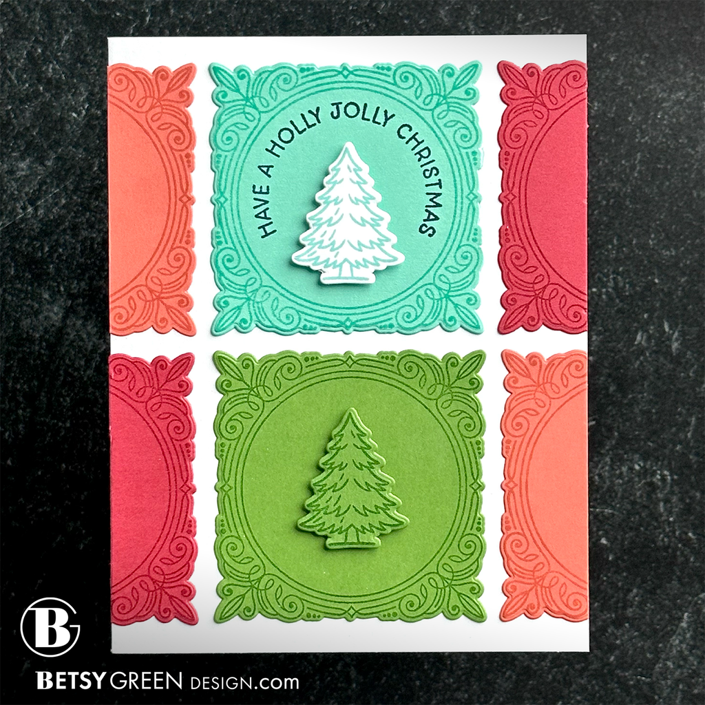 Honey Bee Holly Jolly Frames STAMPtember Exclusive Stamps 2489ssc Christmas Card Colorful