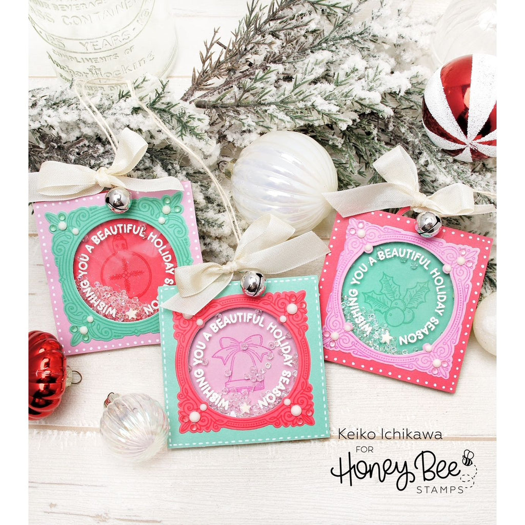 Honey Bee Holly Jolly Frames STAMPtember Exclusive Stamps 2489ssc Christmas Tags Cute