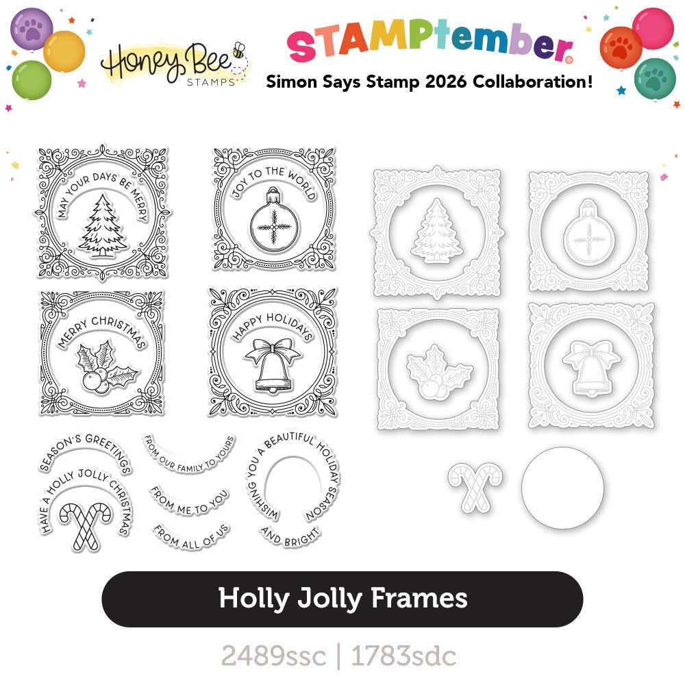 Honey Bee Holly Jolly Frames STAMPtember Exclusive Stamps and Dies