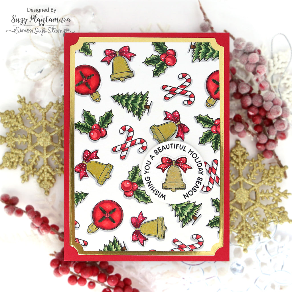 Honey Bee Holly Jolly Frames STAMPtember Exclusive Stamps and Dies Christmas Card Cute Background | color-code:ALT07
