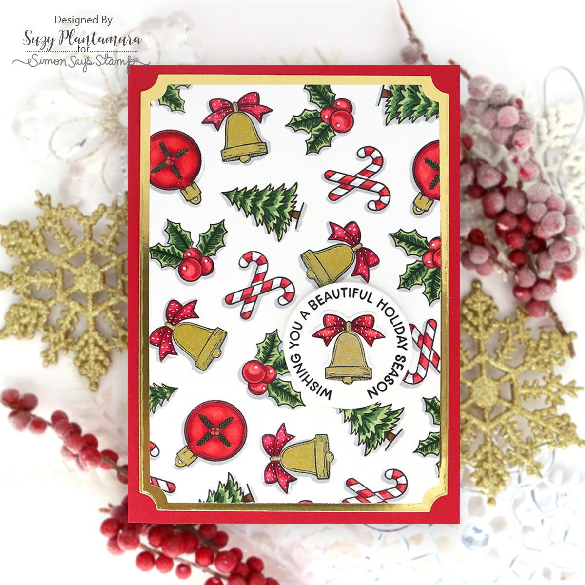 Honey Bee Holly Jolly Frames STAMPtember Exclusive Stamps and Dies Christmas Card Cute Background | color-code:ALT07