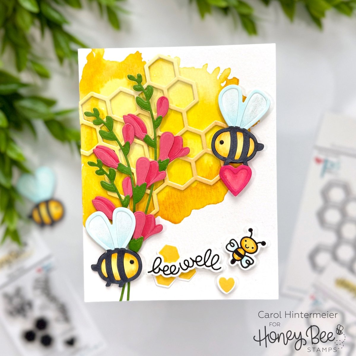 Honey Bee Honeycomb Die hbds-hnycmb Floral Encouragement Card