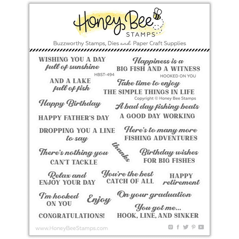 Honey Bee Hooked On You Clear Stamps And Dies Bundle hbst-494 Clear Stamps in Package