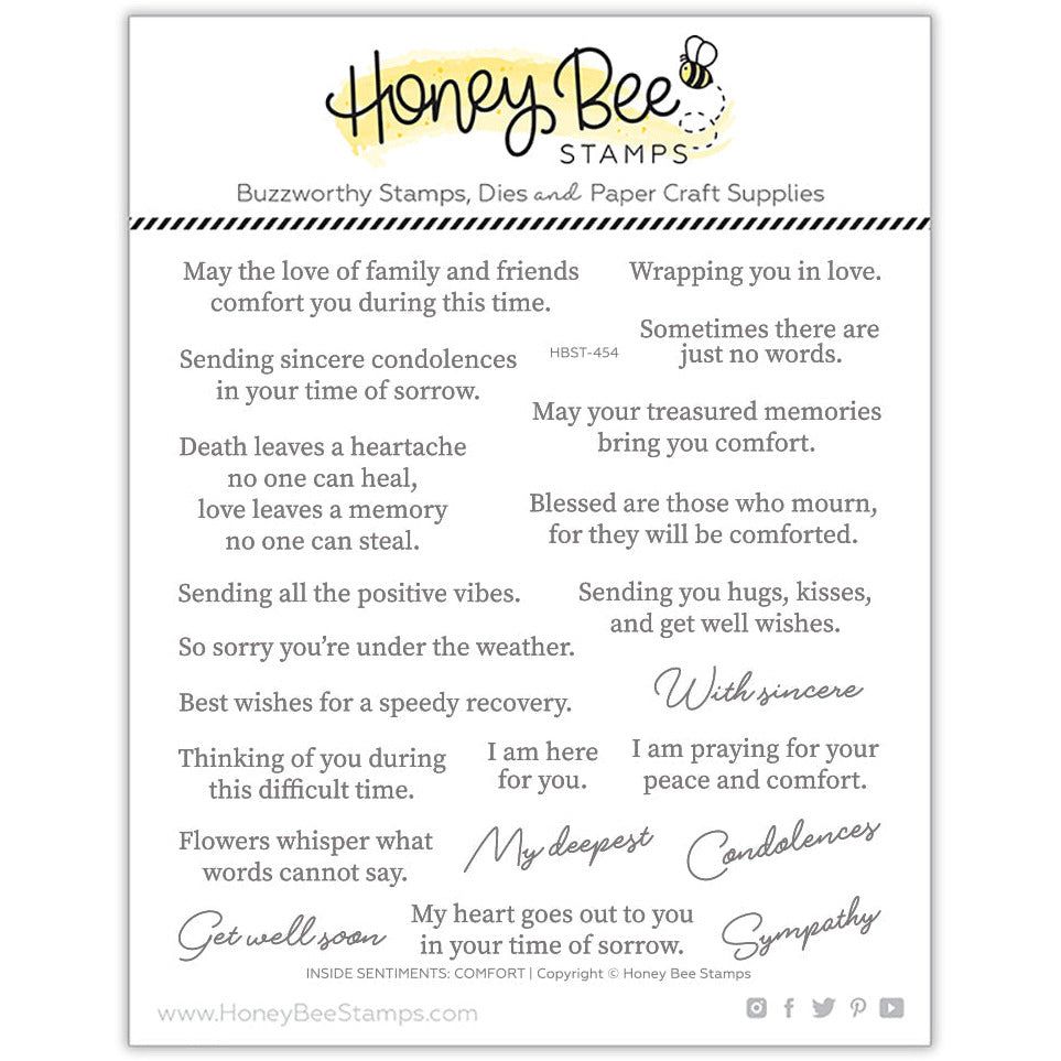 Honey Bee INSIDE SENTIMENTS COMFORT Clear Stamp Set hbst-454