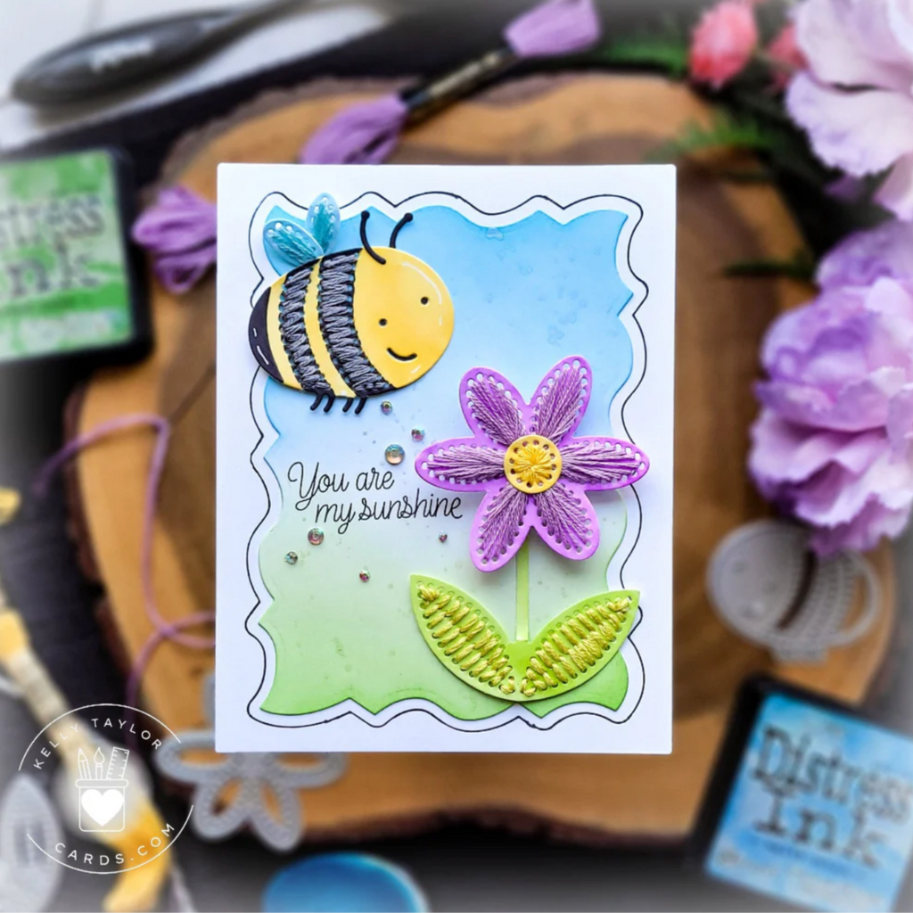 Honey Bee In Stitches Bees Dies hbds-beeis Kelly Taylor Card