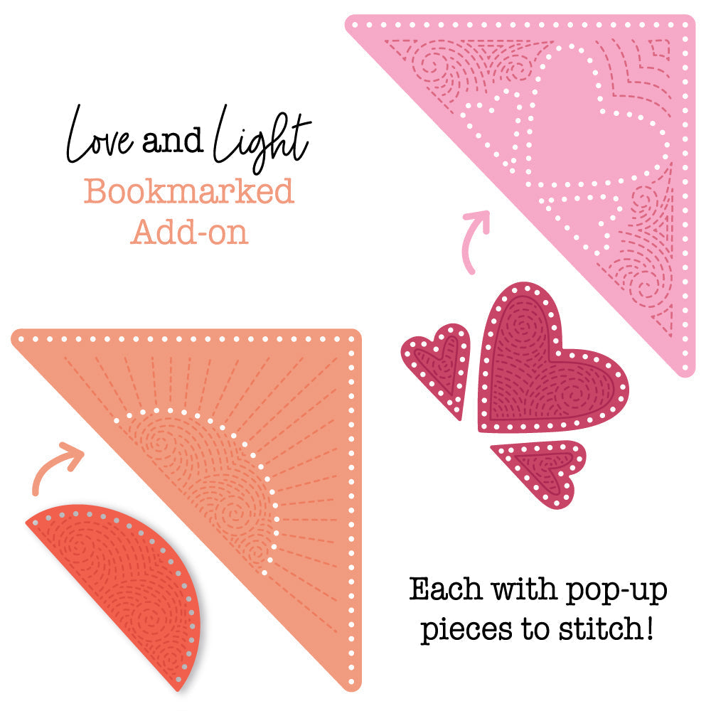 Honey Bee In Stitches Bookmarked Love And Light Dies hbds-lvlbkis