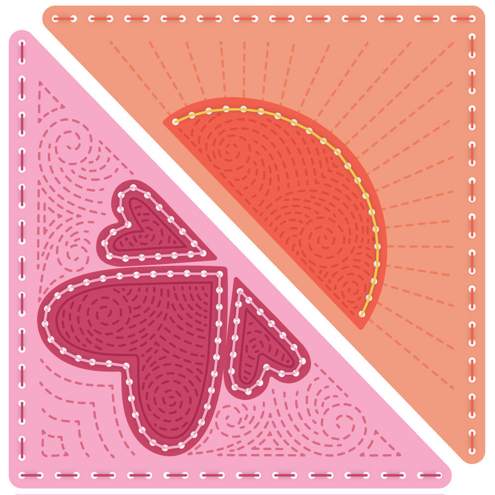 Honey Bee In Stitches Bookmarked Love And Light Dies hbds-lvlbkis Sun and Hearts