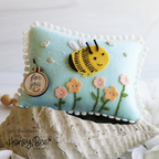 Honey Bee In Stitches Buttons Dies hbds-btnis Joy Baldwin Pillow