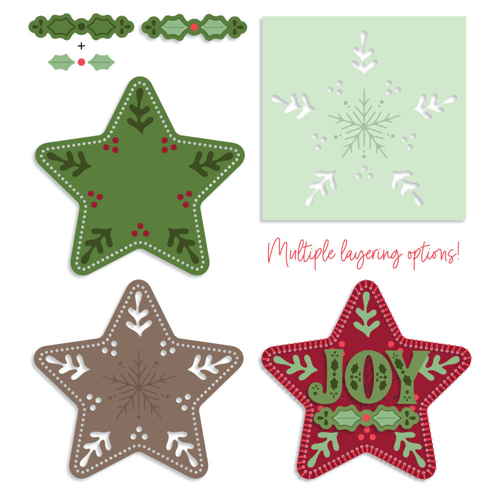 Honey Bee In Stitches Joyful Star Dies hbds-jyflstis Multiple Layering Options Guide
