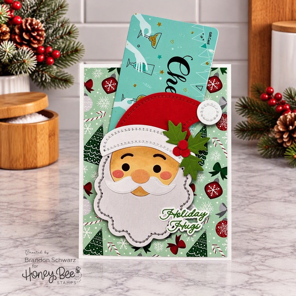Honey Bee In Stitches Santa Dies hbds-santais Christmas Gift Card Holder