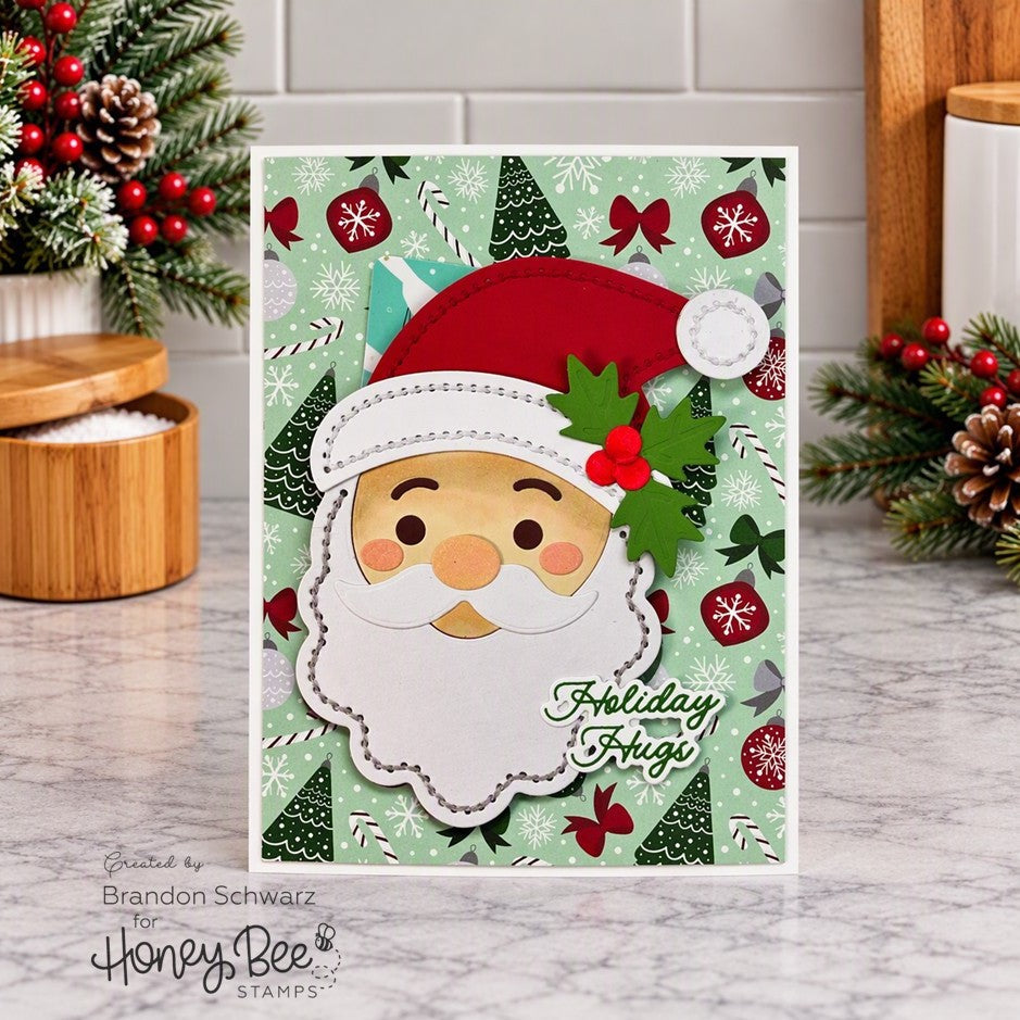 Honey Bee In Stitches Santa Dies hbds-santais Holiday Hugs Card
