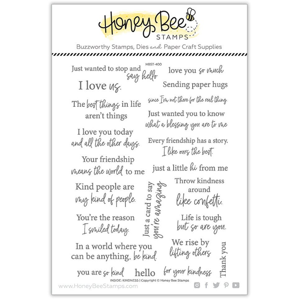 Honey Bee Inside Kindness Sentiments Clear Stamp Set hbst-400