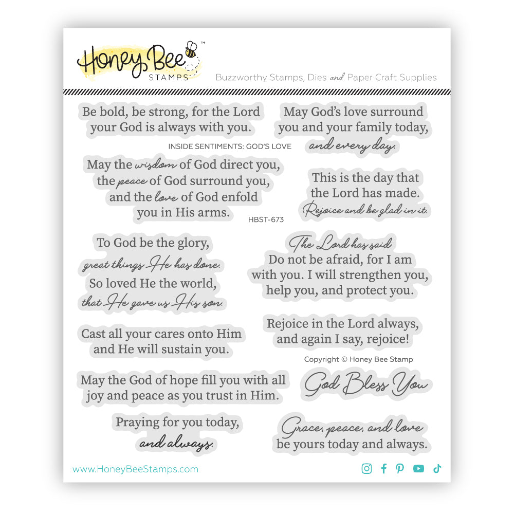 Honey Bee Inside Sentiments God's Love Clear Stamps And Dies Bundle HBST-673-Packaged
