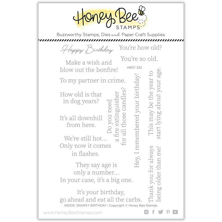Honey Bee Inside Snarky Birthday Sentiments Clear Stamp Set hbst-332