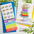 Honey Bee Inside Snarky Birthday Sentiments Dies hbds-332 Colorful Cake Card