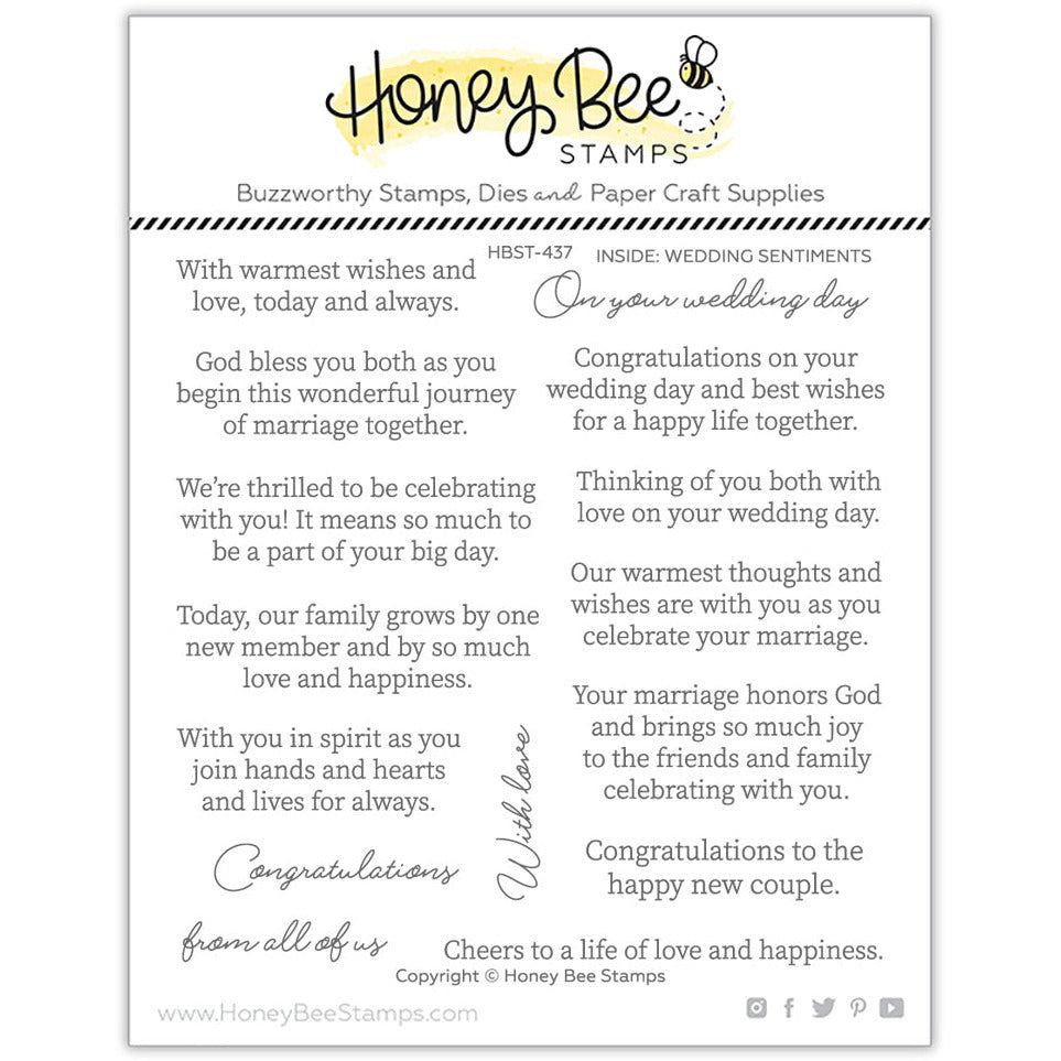 Honey Bee Inside Wedding Sentiments Clear Stamp Set hbst-437
