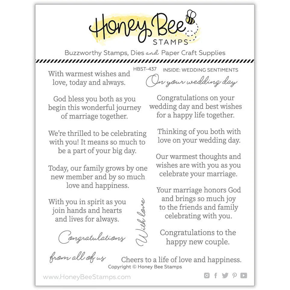 Honey Bee Inside Wedding Sentiments Clear Stamps And Dies Bundle hbst-437 clear stamps set alone