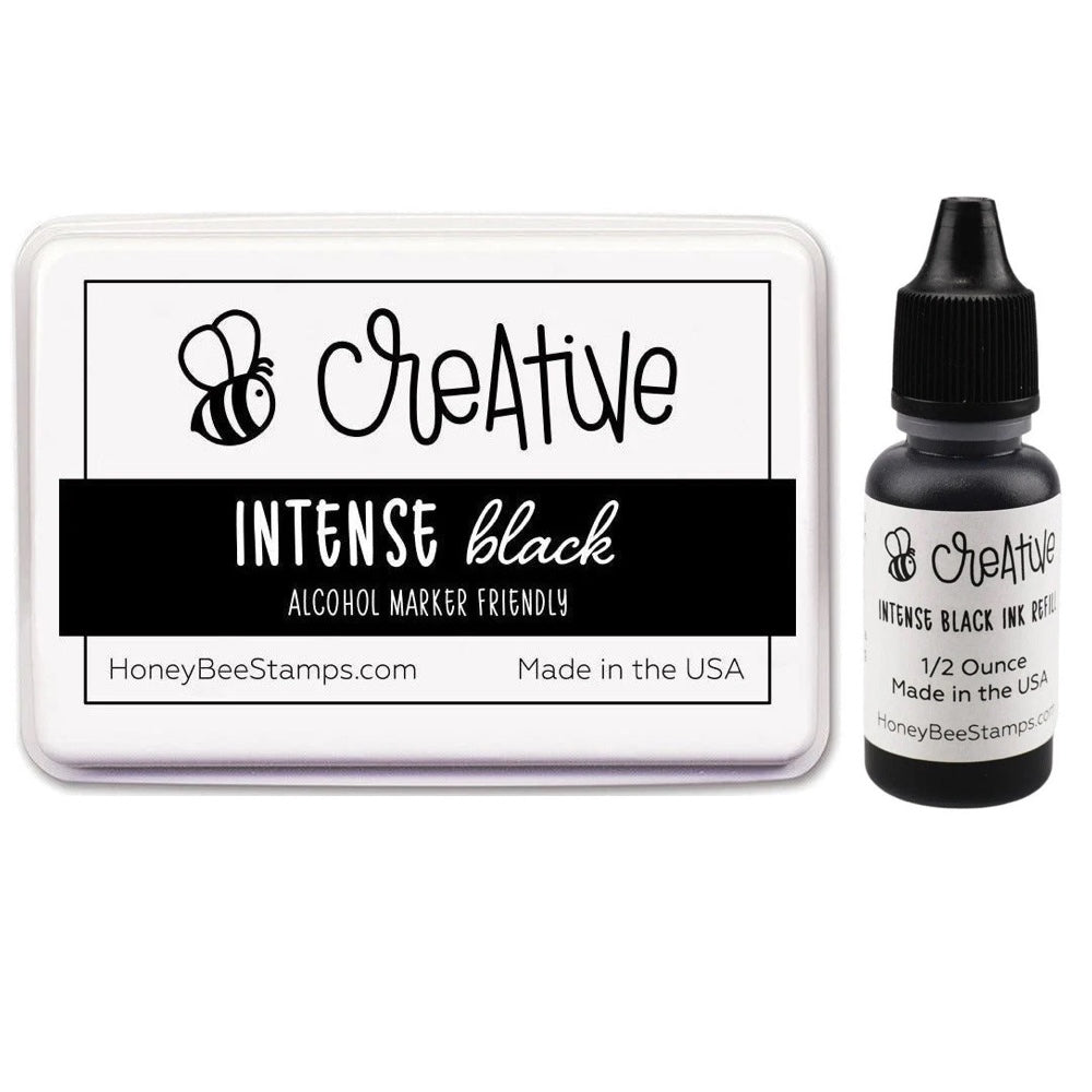 Honey Bee Intense Black Ink Pad And Reinker Bundle