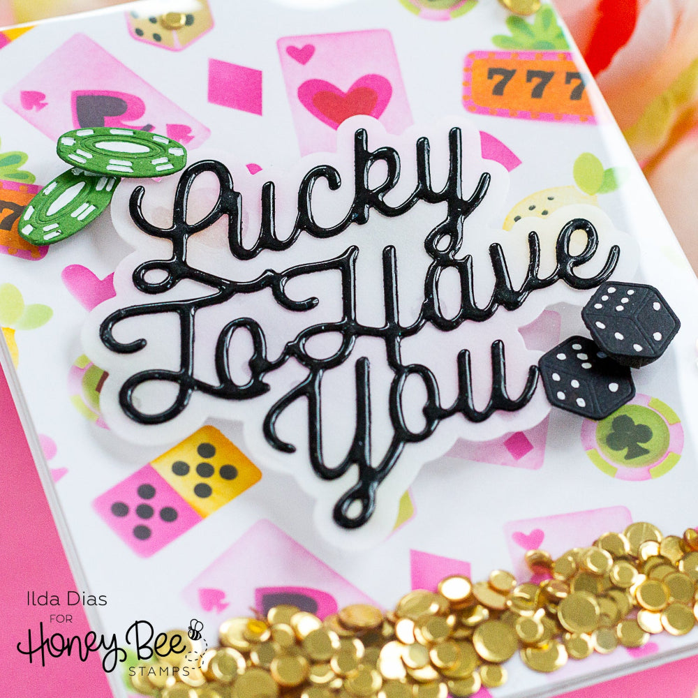 Honey Bee Jackpot Dies And Stencils Bundle Lucky Casino Card