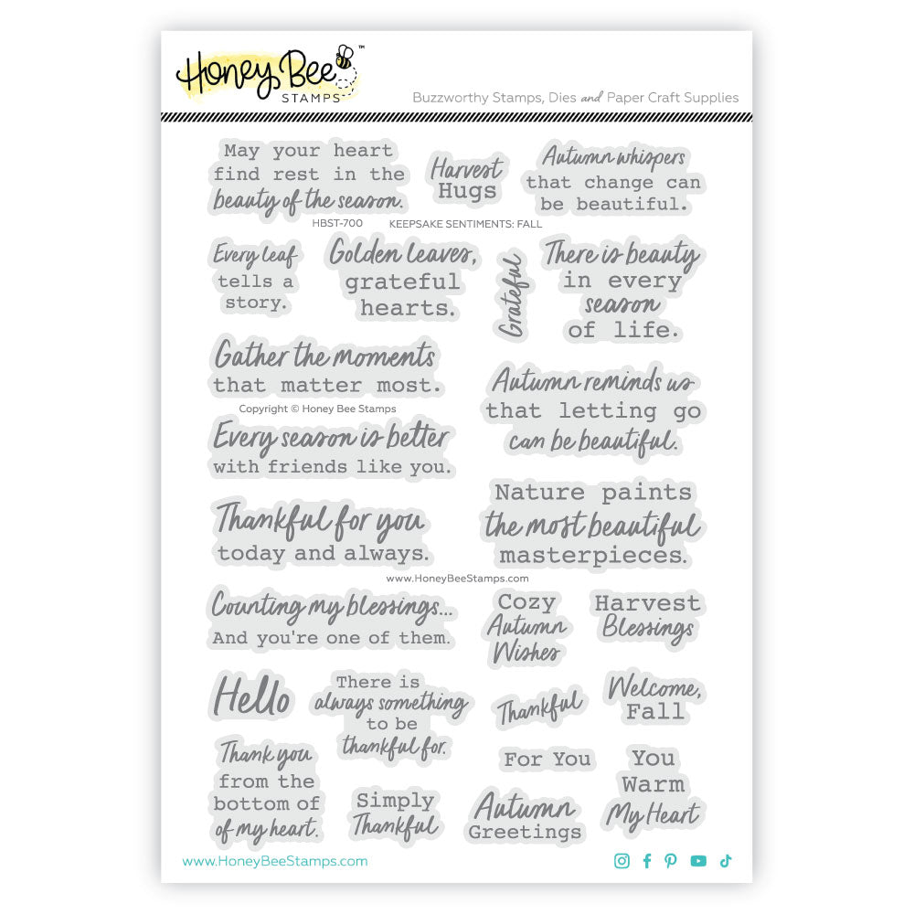 Honey Bee Keepsake Sentiments Fall Clear Stamps And Dies Bundle Packaging Image