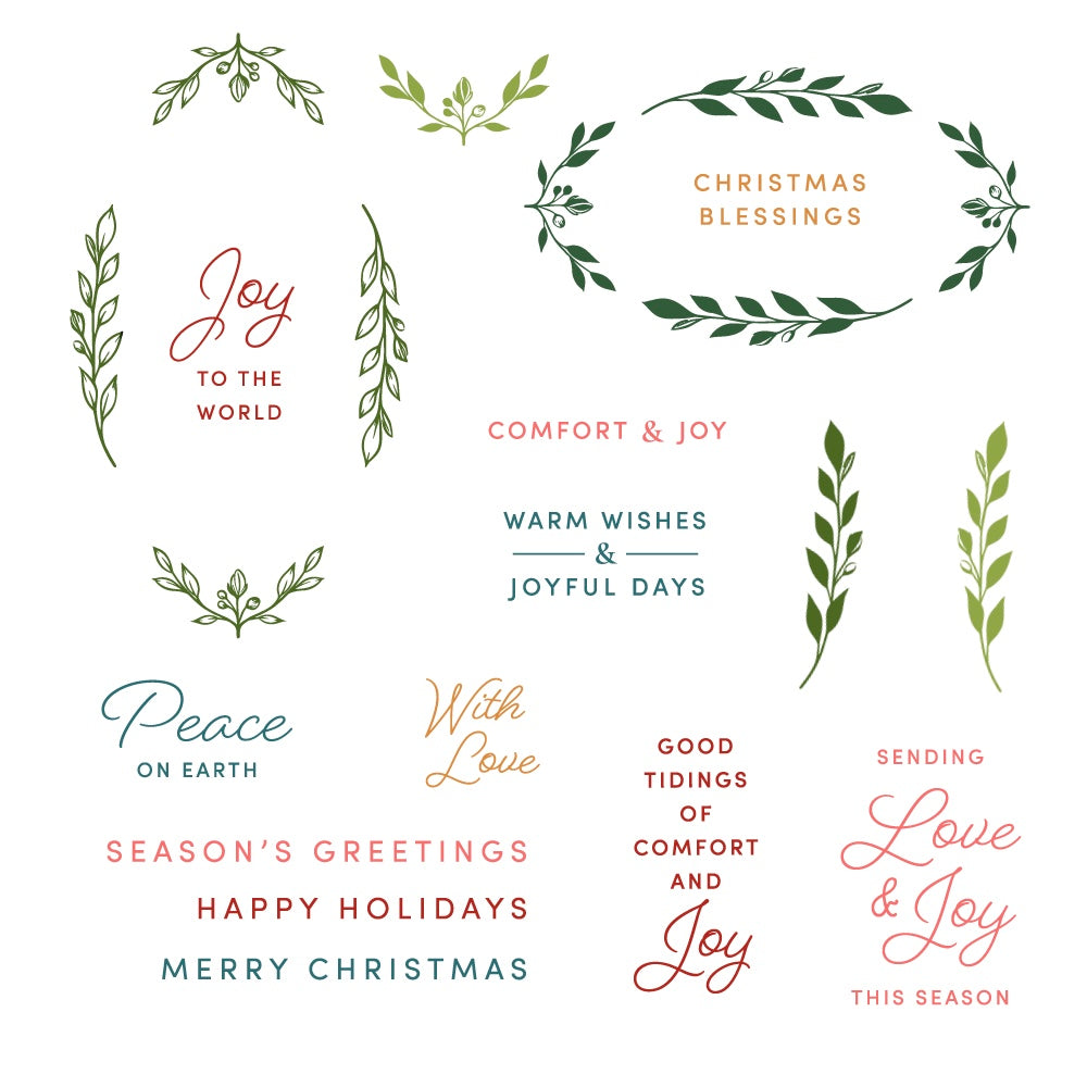 Honey Bee Laurel Wishes Clear Stamps And Dies Bundle HBST-708 Color Mock Up