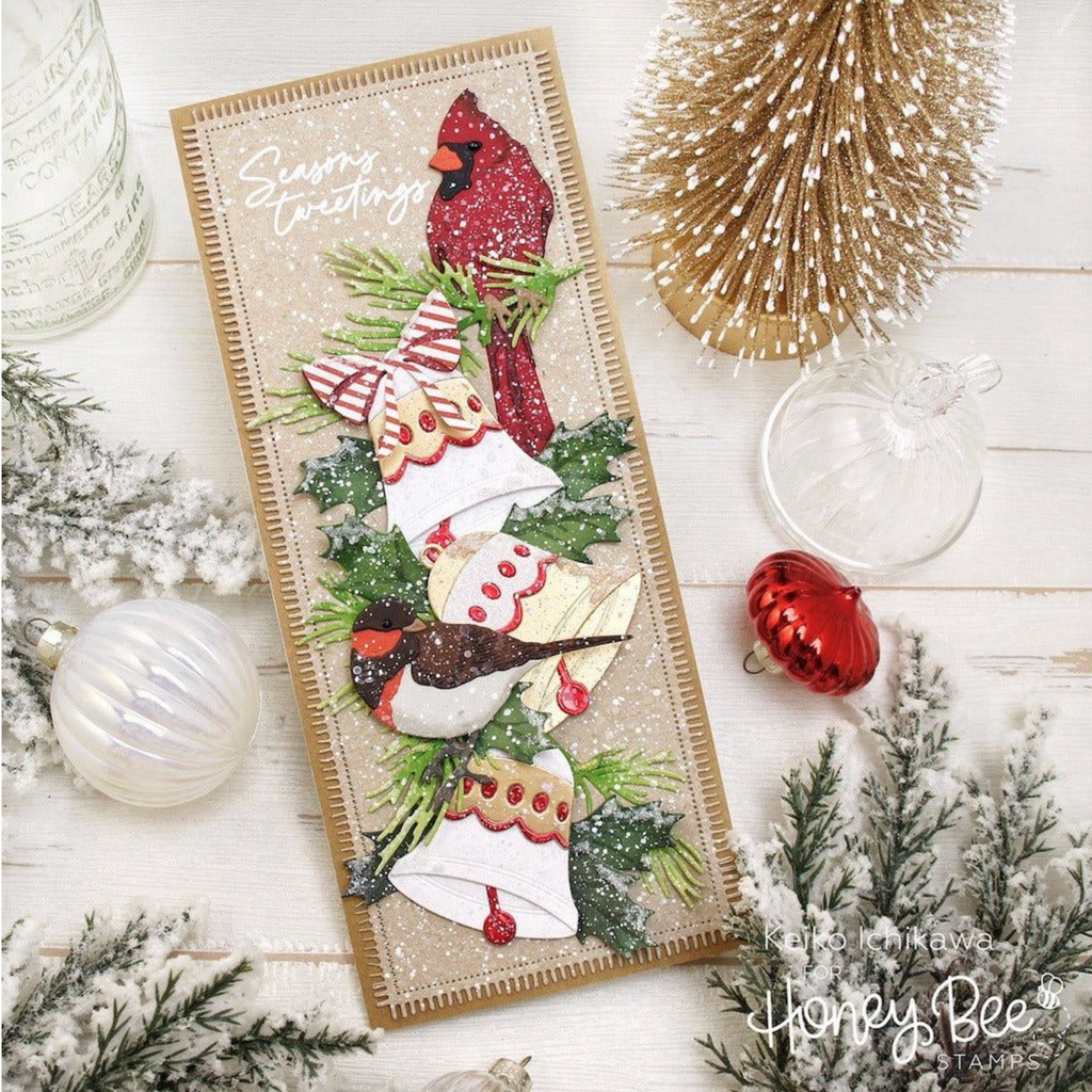 Honey Bee Layering Holiday Bells Dies hbds-lhbel Keiko Ichikawa Card