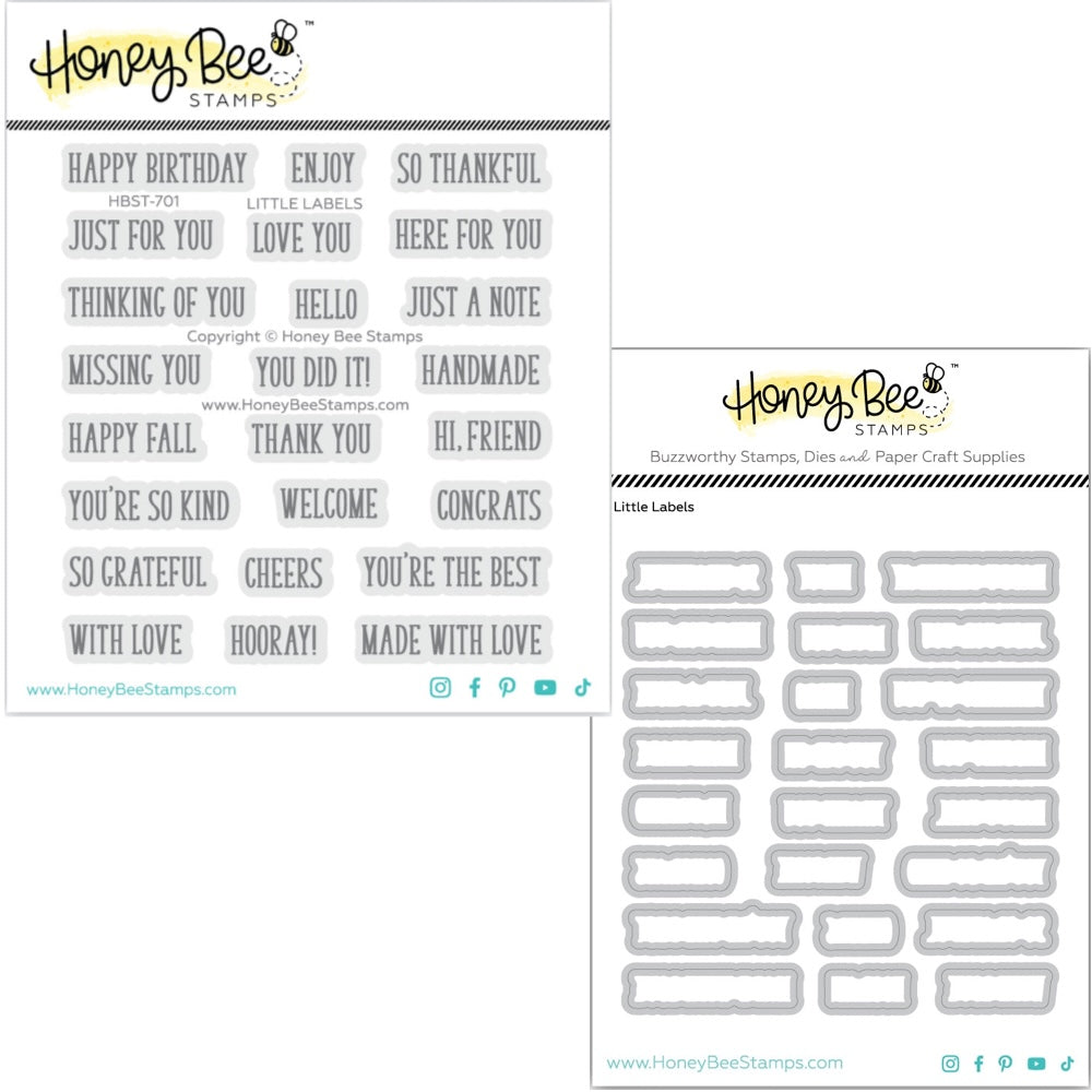 Honey Bee Little Labels Clear Stamps And Dies Bundle
