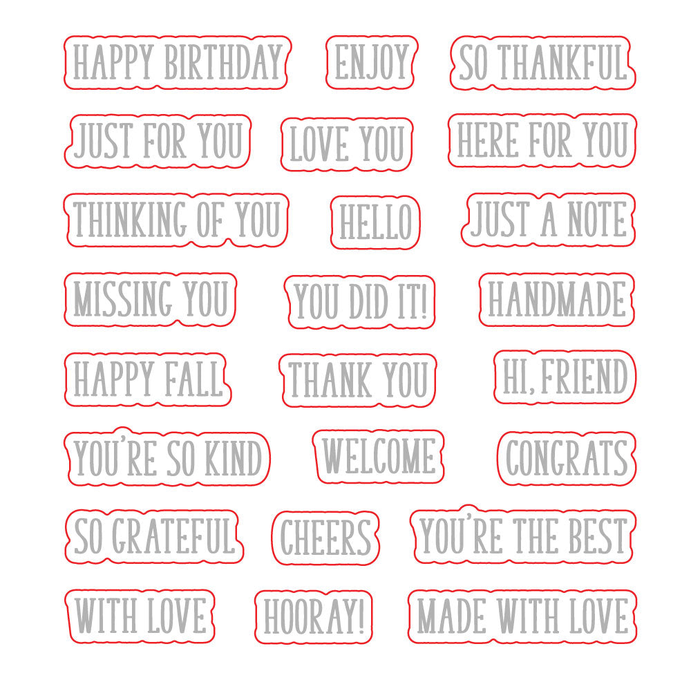 Honey Bee Little Labels Clear Stamps And Dies Bundle Sample Sentiments Image