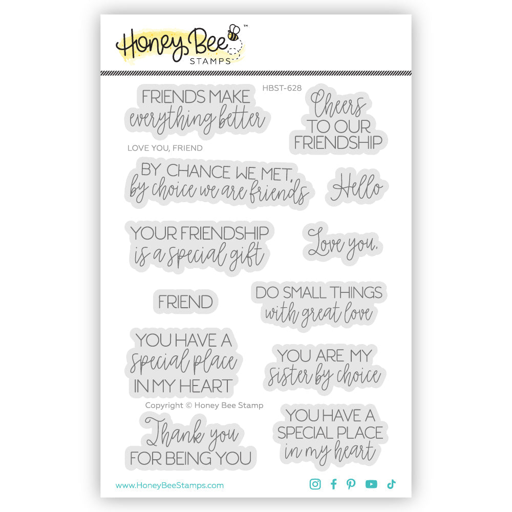 Honey Bee Love You Friend Clear Stamps hbst-628 Packaging Image