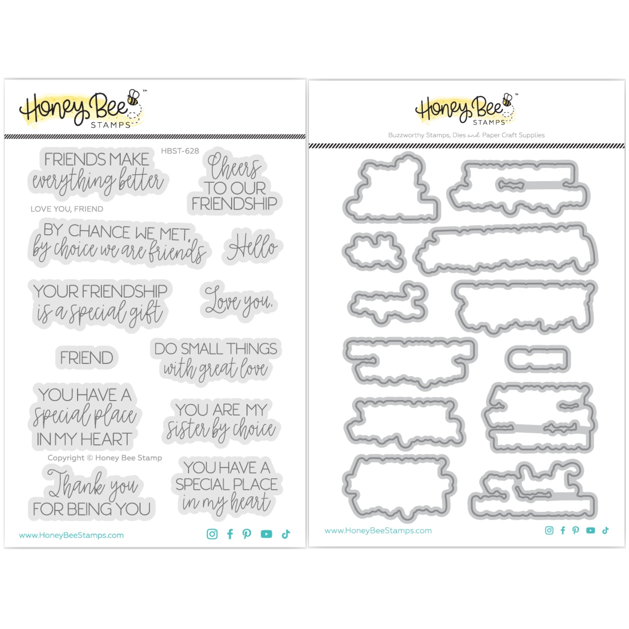 Honey Bee Love You Friend Stamps And Dies Bundle