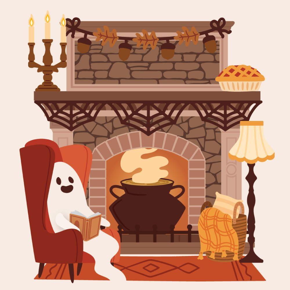 Honey Bee Lovely Layer Fireplace Falloween Add On Dies hbds-llfpfl with Ghost And Candleabra